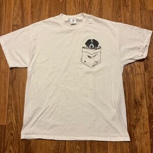 Vintage Dog Shirt Women XL White In Pocket Graphic Short Sleeve Delta